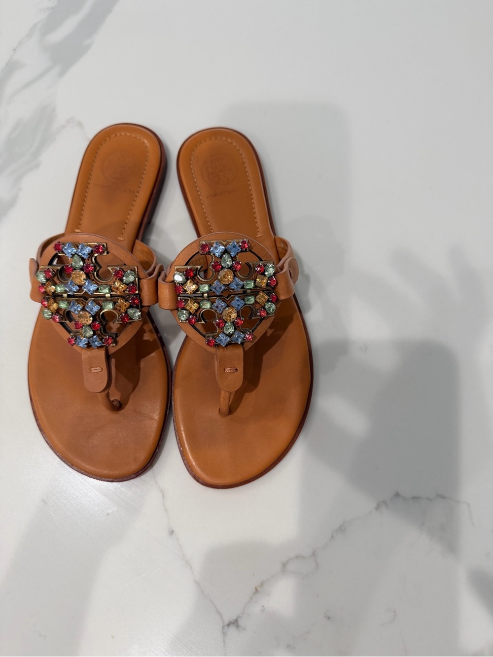 Rare Tory Burch Tan Jeweled miller sandal - Picture 2 of 8